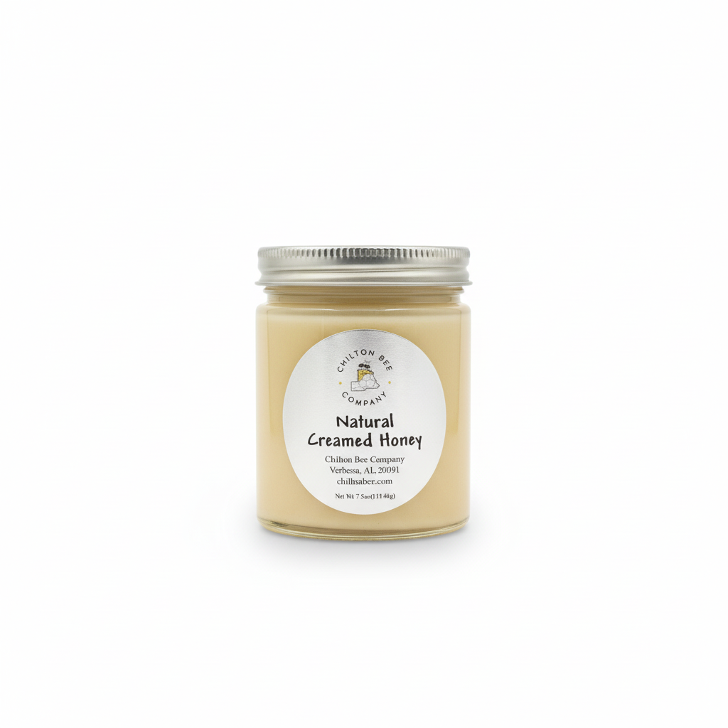 Smooth creamed honey 7.5oz glass jar - raw Alabama wildflower honey