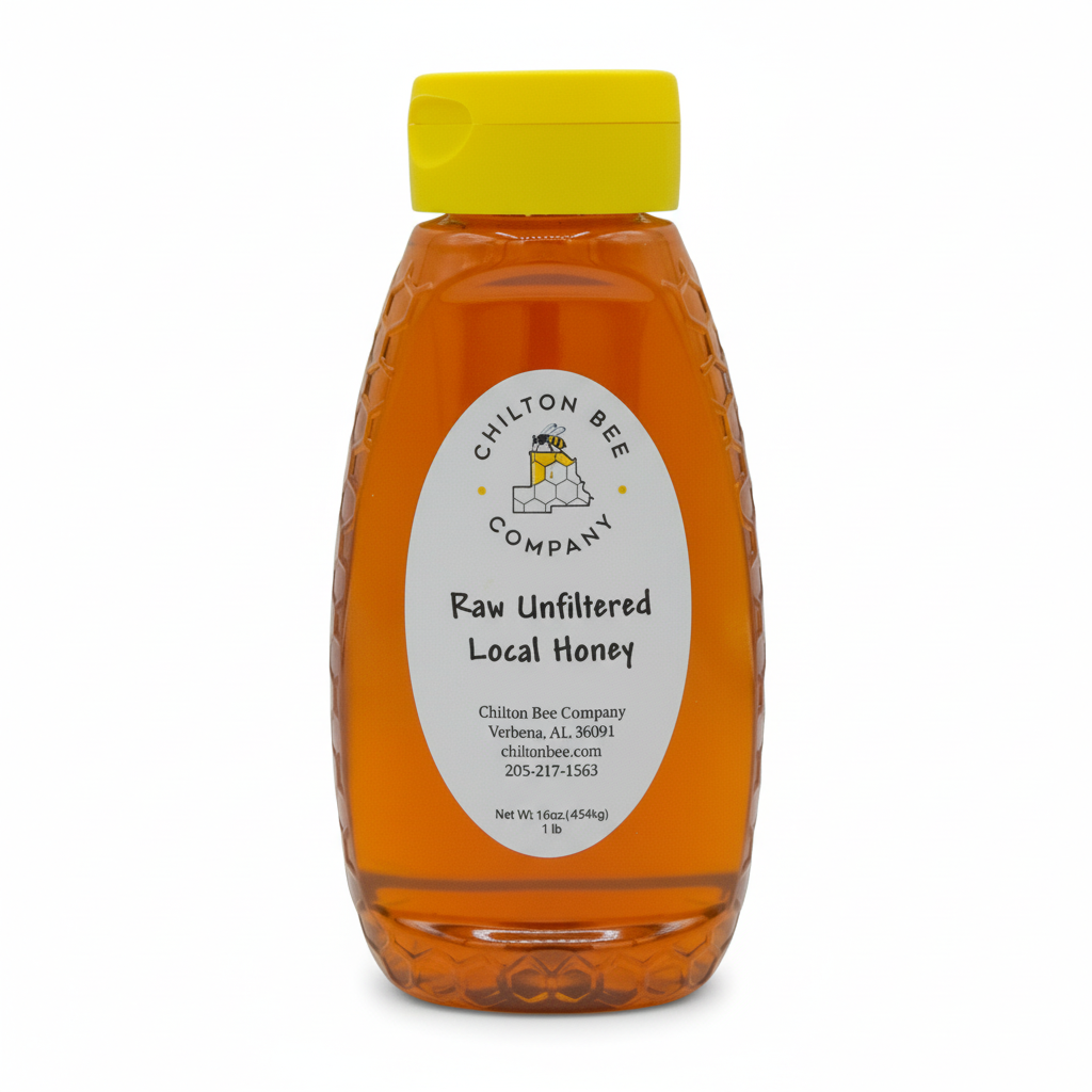 Raw Alabama wildflower honey 1 pound squeeze bottle